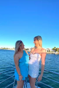Sunshine Coast Afloat Girls on Bow of Crusader